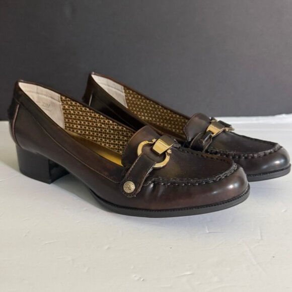 NWT Anne Klein Iflex AK DAGNEY Brown Slip on Loafers Silver Accent Buckle Sz 7. - Picture 3 of 7